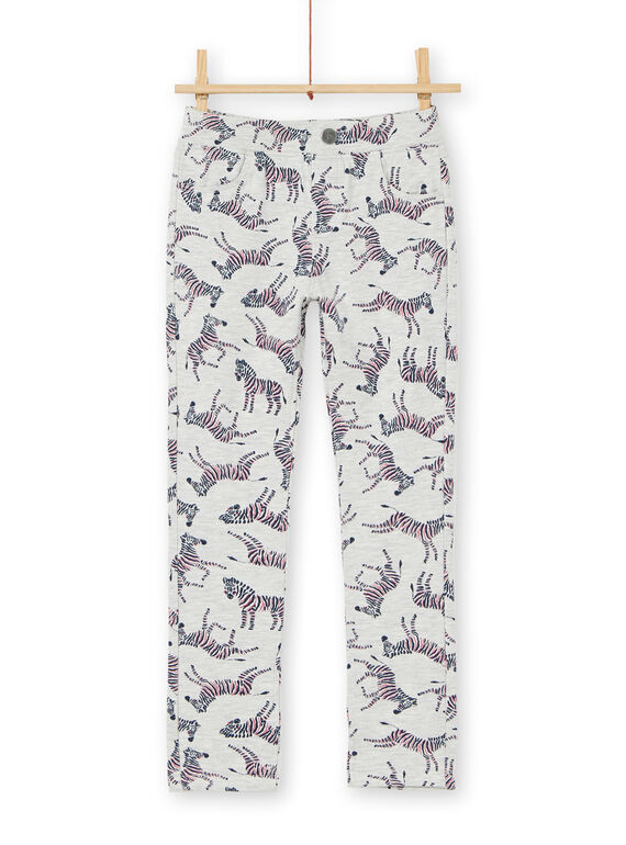 Jeggings cinzento mesclado e azul com estampado zebras em moletão LAJOPANT3 / 21S90132D2B006