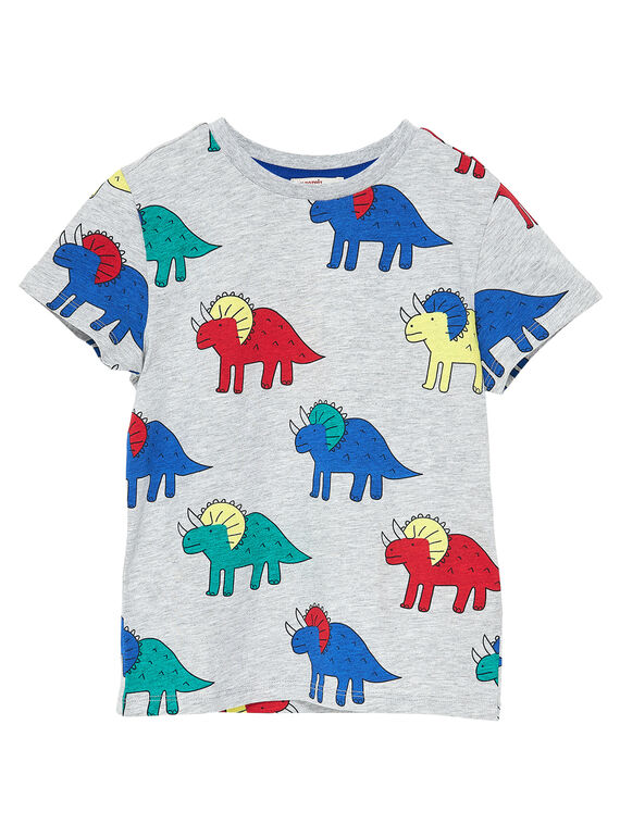 T-shirt mangas curtas menino cinzento mesclado claro estampado dinossauros JOGRATI1 / 20S902E3TMCJ920