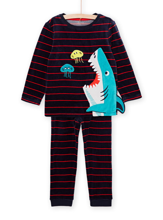 Pijama T-shirt e calças em veludo com estampado de tubarão PEGOPYJREQ / 22WH1233PYJ705