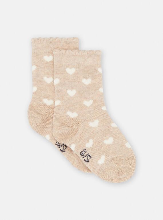 Meias bege com estampado de coração bebé menina SYIJOSOQ4 / 23WI09M6SOQA012