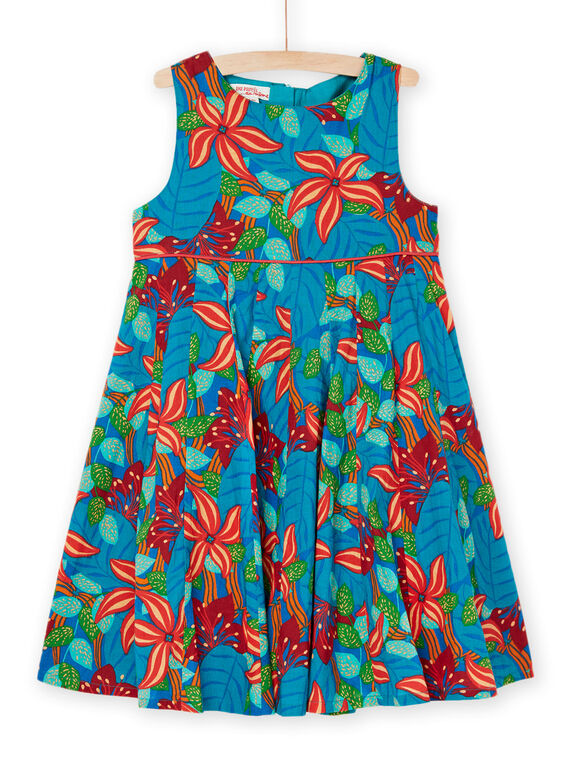 Vestido turquesa-escuro com estampado de flores RABALROB1 / 23S901W2ROBC217