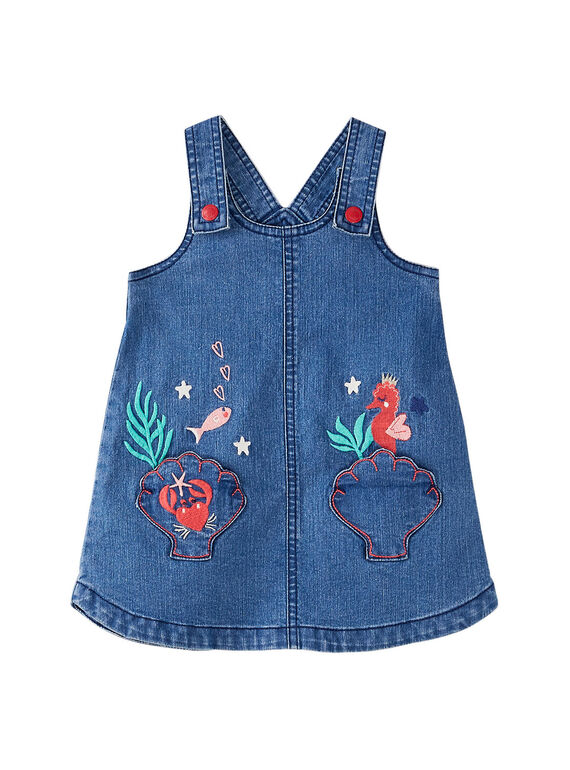 Vestido jardineiras de ganga bebé menina JICEAROB3 / 20SG09N2ROBP272