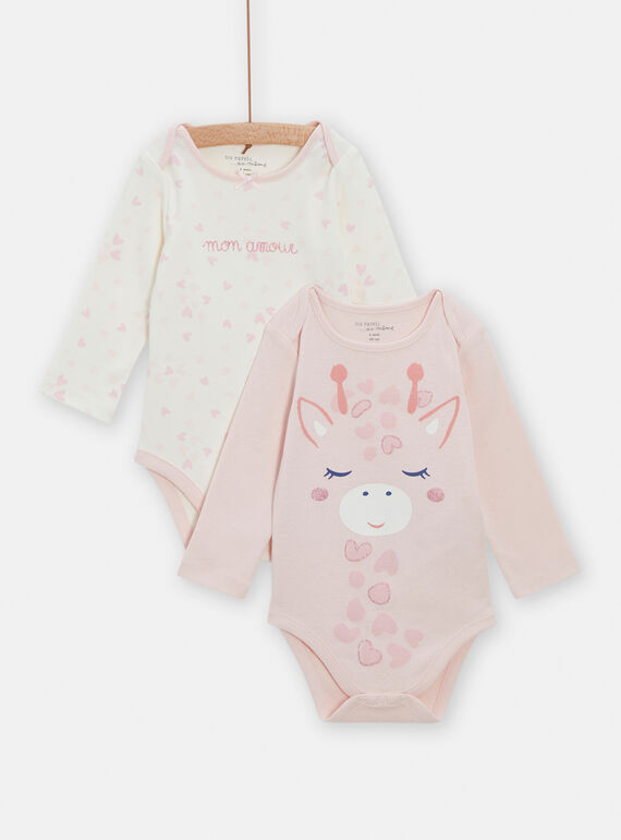 Pack de 2 bodies cru e rosa de mangas compridas para bebé menina TEFIBODGIR / 24SH1365BDLE408