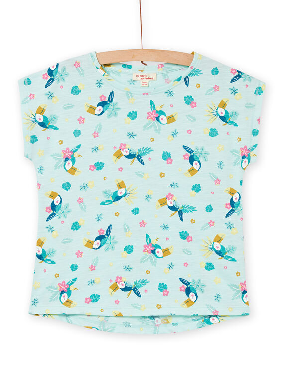 T-shirt azul-glaciar com estampado de papagaio e florido menina NAJOTI8 / 22S901C3TMC219