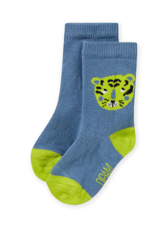 Meias azul-celeste e verde com padrão tigre bebé menino MYUJOCHOU2 / 21WI101BSOQ020