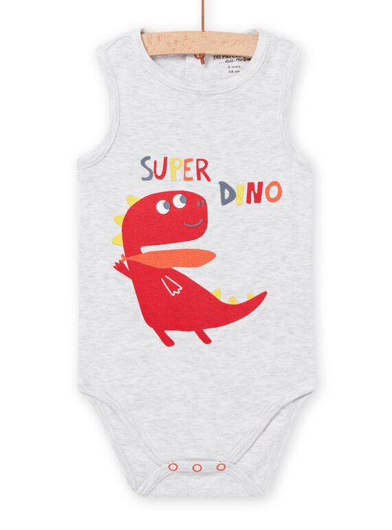 Body com padrão de dinossauro cinzento-mesclado bebé menino NEGABODSUP / 22SH14J5BDLJ920