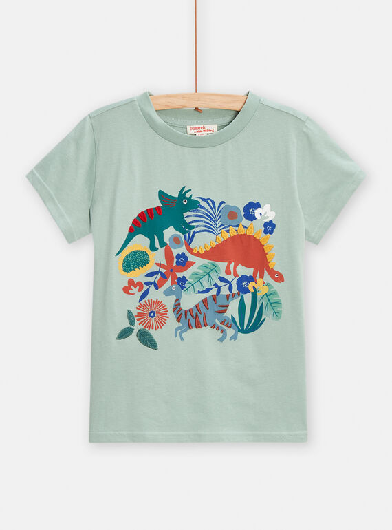 T-shirt verde-água com padrão dinossauros menino TOJATI / 24S90211TML614