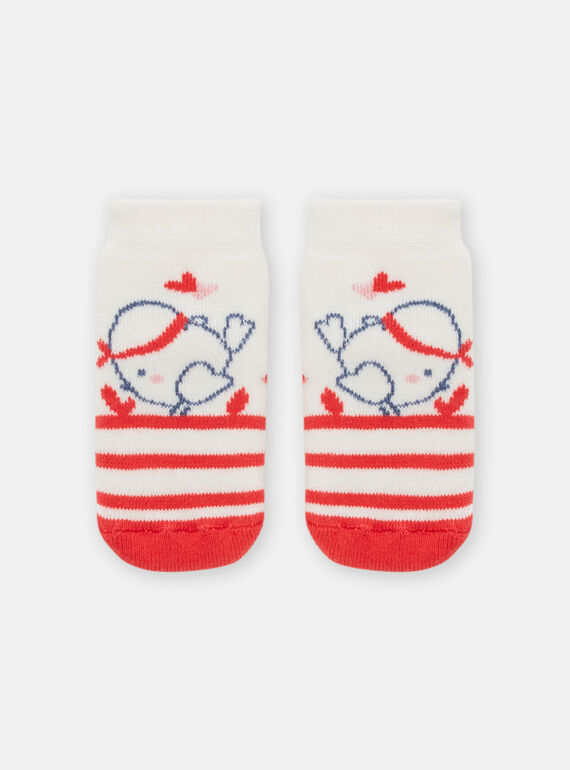 Meias vermelhas com estampado de pássaro menina TOU1CHO1 / 24SF40H1SOQA001