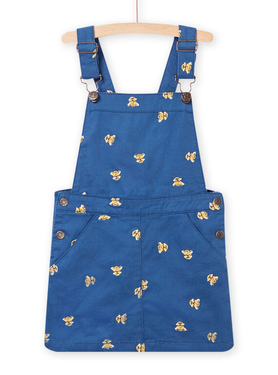 Vestido jardineiras twill azul-bondi com estampado leopardo menina NAGAROB2 / 22S901O1ROBC220