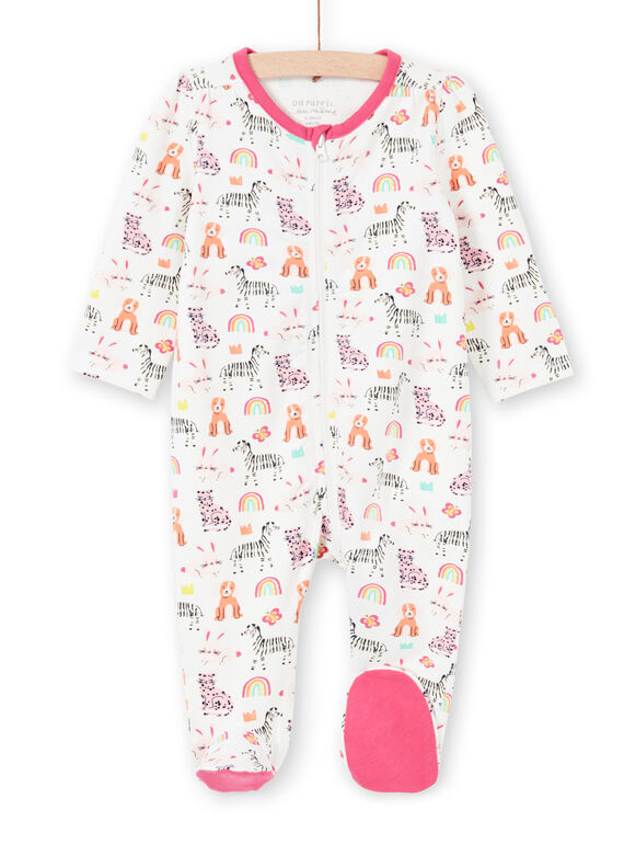 Babygro cru com estampado animais, arco-íris e coroas coloridas bebé menina MEFIGREANI / 21WH1333GRE001