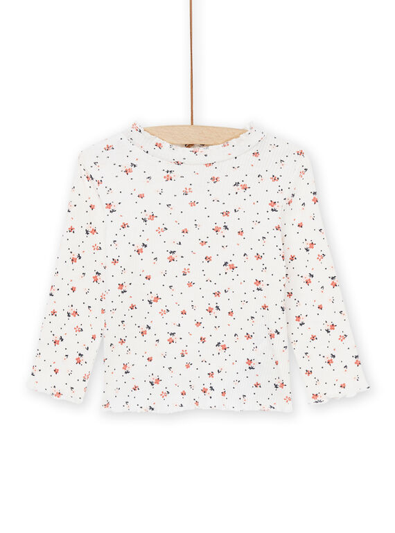 Camisola interior de malha canelada com estampado florido PIJOSOUPRIB3 / 22WG09C4SPL001