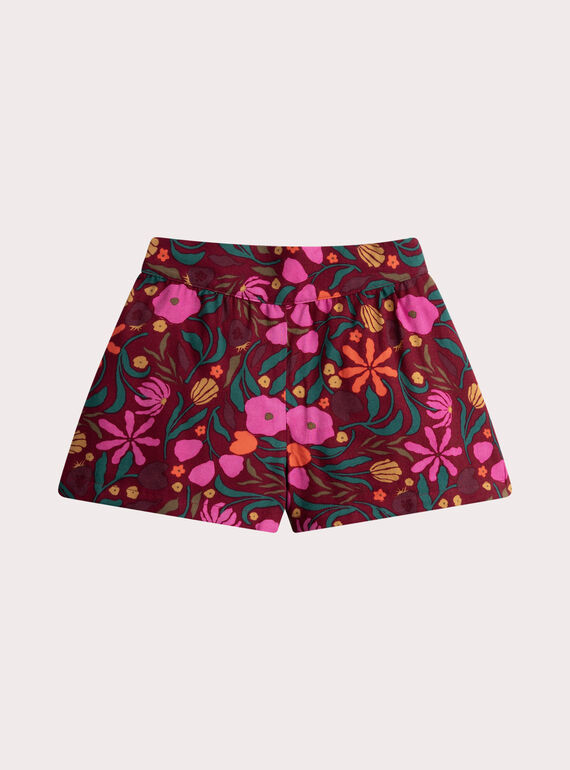 Calções vermelhos com estampado floral para menina VAKOSHORT / 24W90131SHOF529