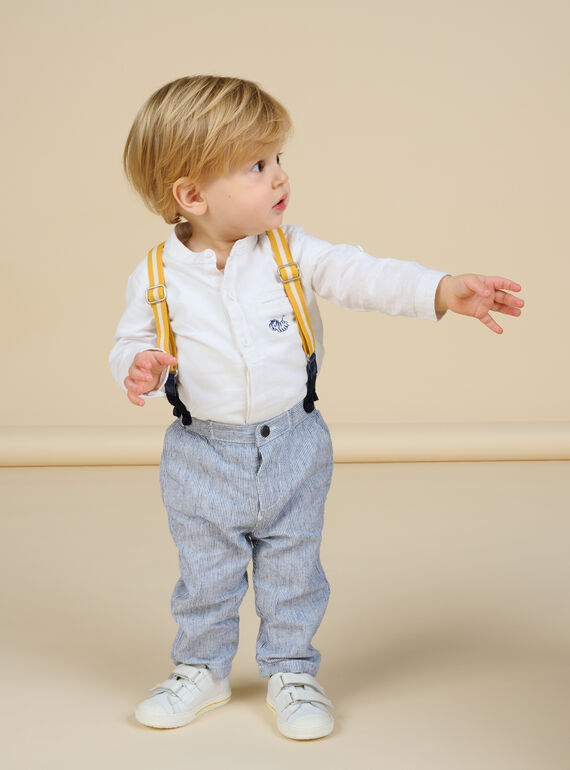 Calças branco e azul com alças amovíveis bebé menino NUSOPAN / 22SG10Q1PAN000