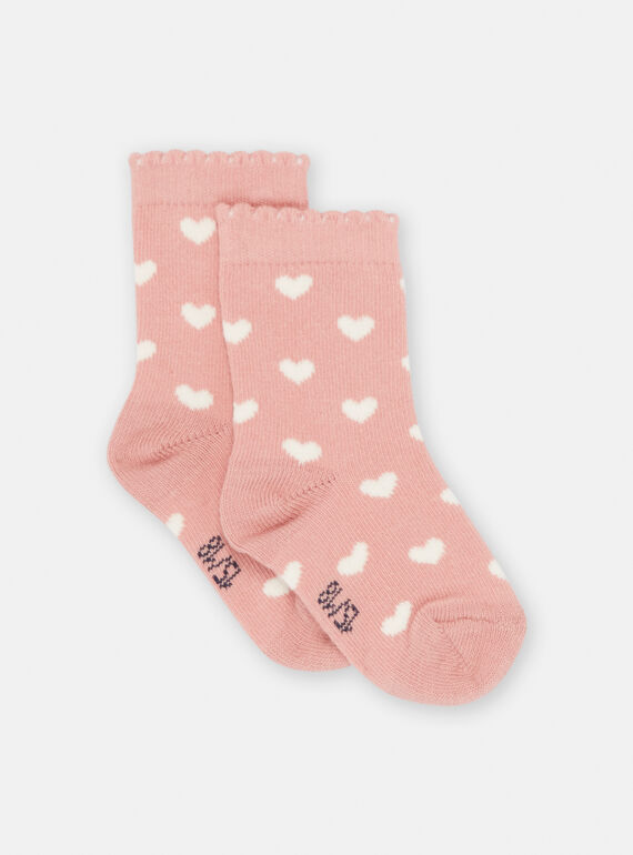 Meias rosa com estampado de coração bebé menina SYIJOSOQ3 / 23WI09M3SOQD329