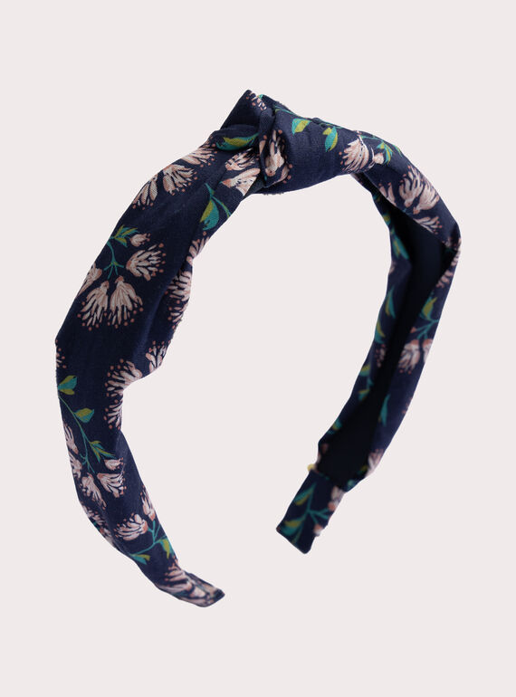 Faixa de cabeça marinha com padrão floral para menina  VYAJOSERR2 / 24WI01L3TET070