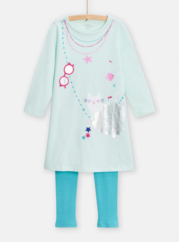 Pijama azul com animação metalizada menina TEFACHUBAG / 24SH1141CHNG621