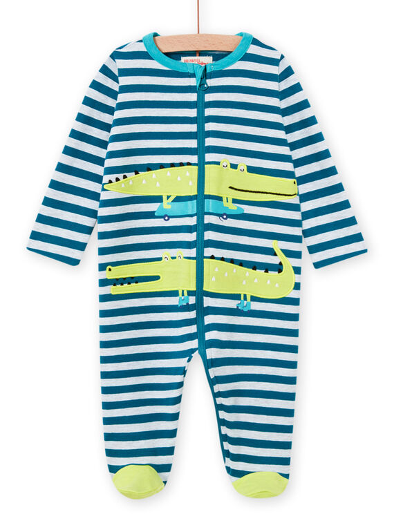 Babygro azul às riscas com padrão de crocodilos bebé menino MEGAGRECRO / 21WH1482GRE715