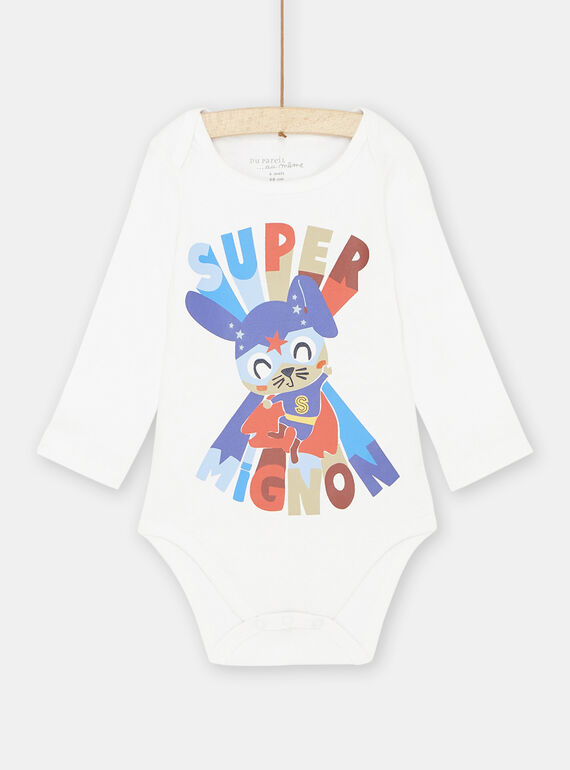 Body branco com padrão de super-heróis coelho bebé menino SEGABODHERO / 23WH1466BDL000