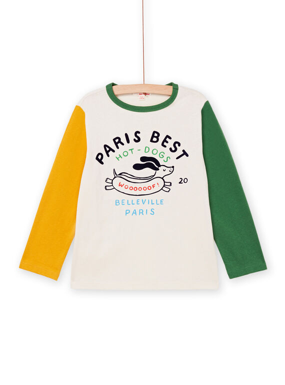 T-shirt de mangas compridas bicolor com padrão hot-dog POMUTEE2 / 22W902R1TML007