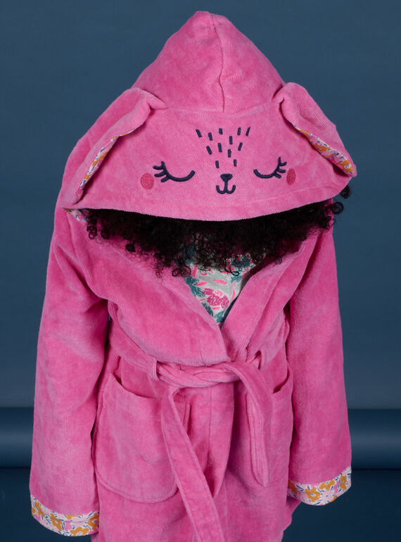 Roupão rosa com capuz com estampado coelho menina NEFAROBRAB / 22SH11G1RDCD330