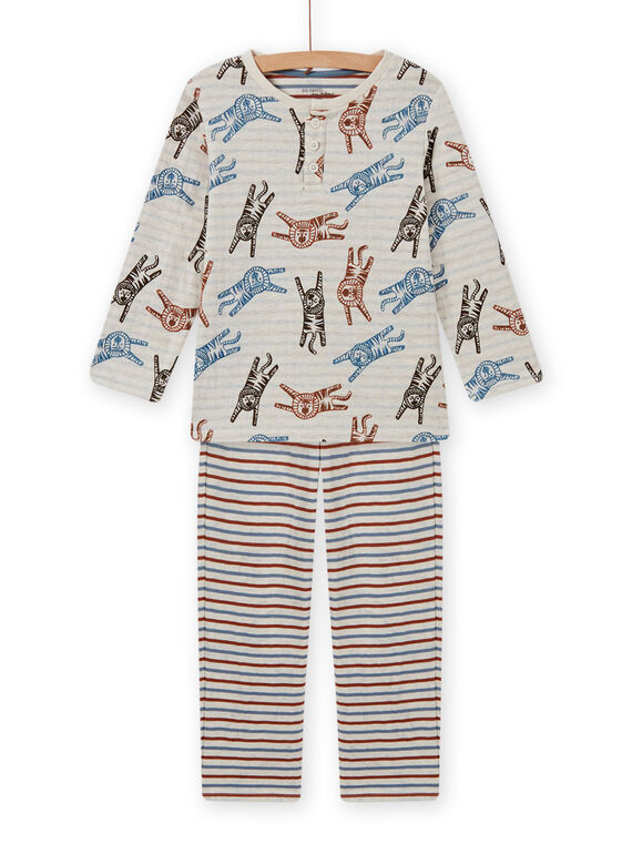 Conjunto pijama estampado de tigre e riscas menino MEGOPYJTUB / 21WH1283PYJA010