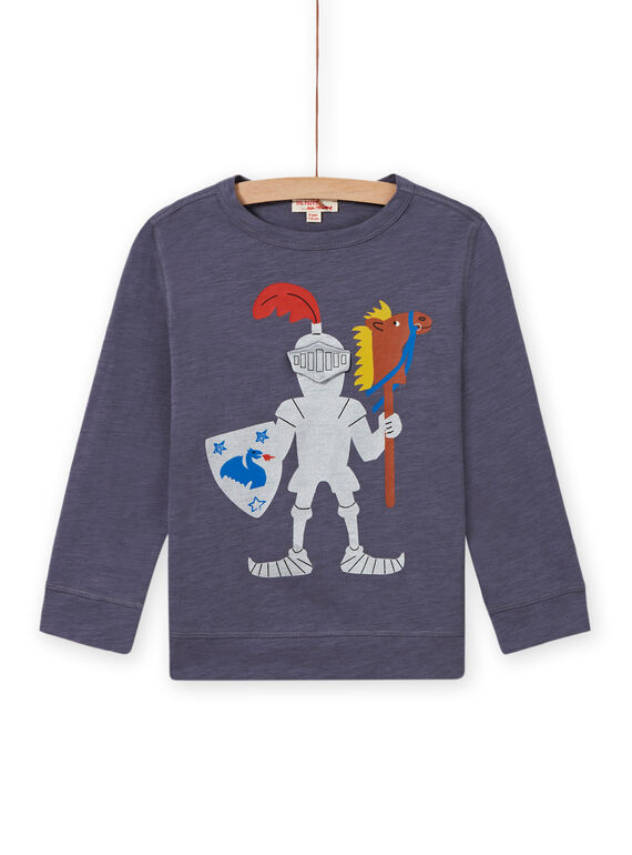 T-shirt cinzento padrão cavaleiro menino MOPLATEE4 / 21W902O3TMLJ902