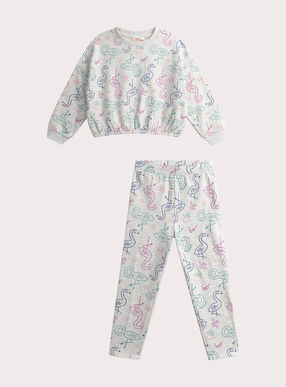 Pijama cinzento mosqueado para menina WEFAPYJFLA / 25SH1195PYJJ920