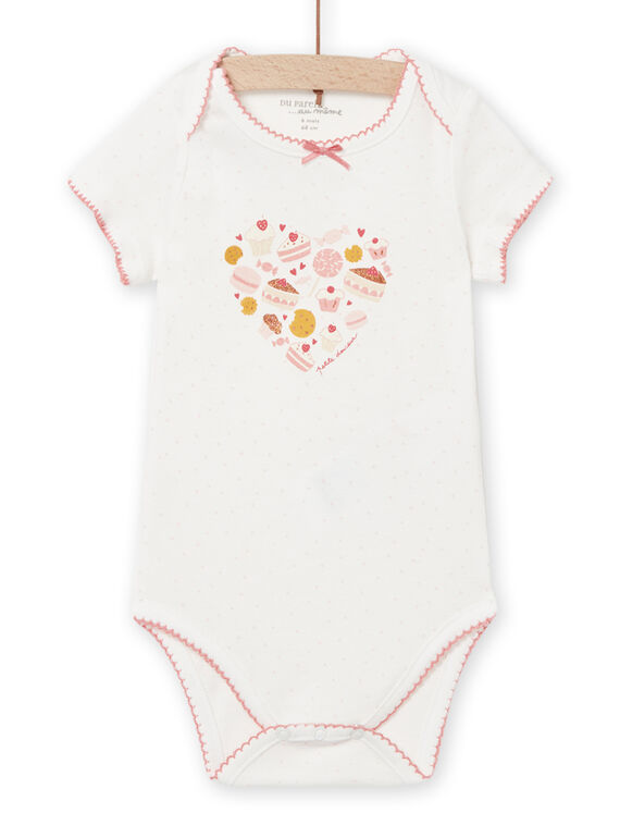Body cru às bolinhas com padrão de bolos bebé menina NEFIBODBON / 22SH13I5BDL001