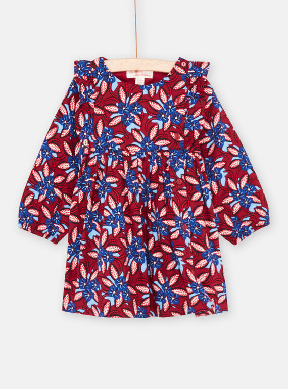 Vestido vermelho e azul com estampado florido bebé menina SIFORROB3 / 23WG09K2ROB504