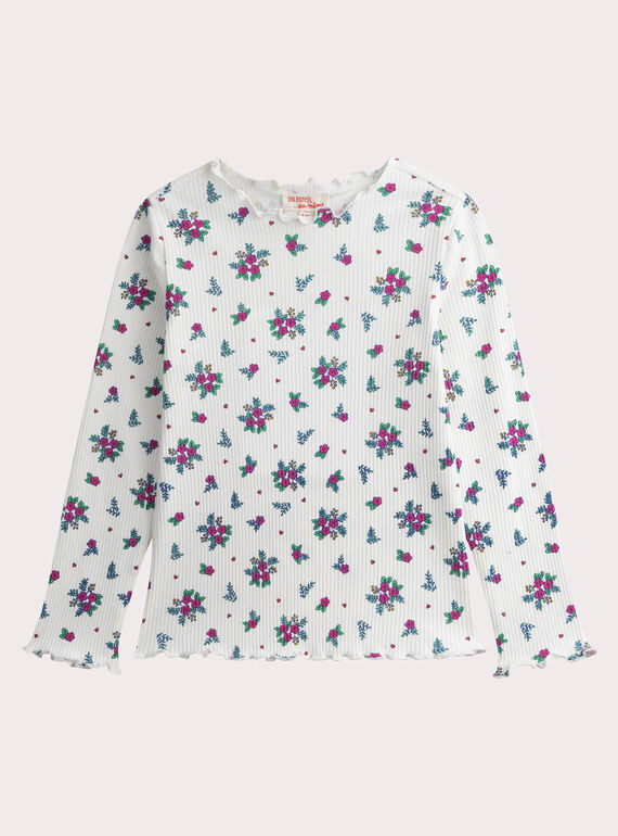 T-shirt cru de manga comprida canelada e estampado floral WAJOTEE1 / 25S901K3TML001