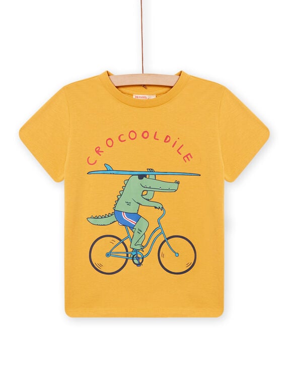 T-shirt amarela com padrão crocodilo com bicicleta menino NOJOTI5 / 22S902C4TMCB107