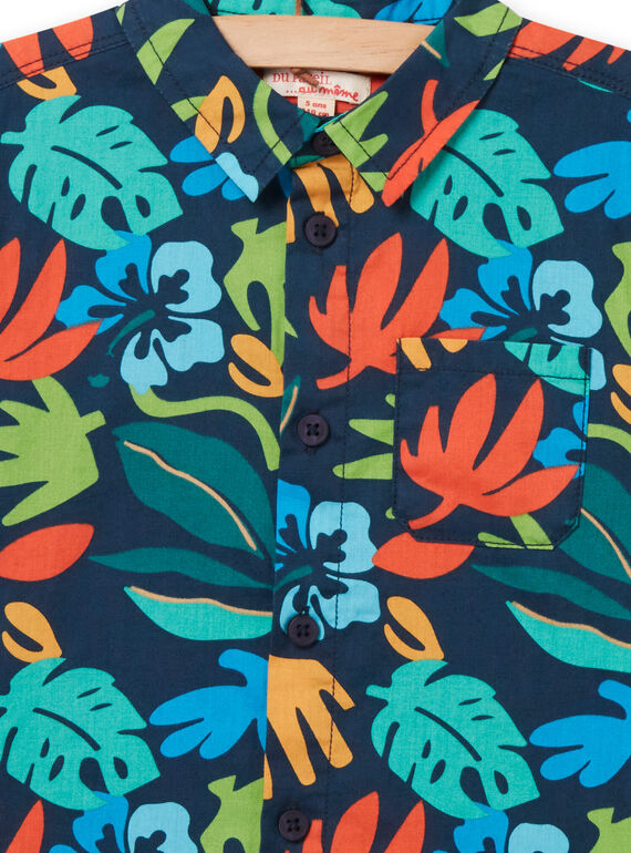 Camisa azul-noite com estampado de folhagem menino NOWASHIRT / 22S902V1CHM705