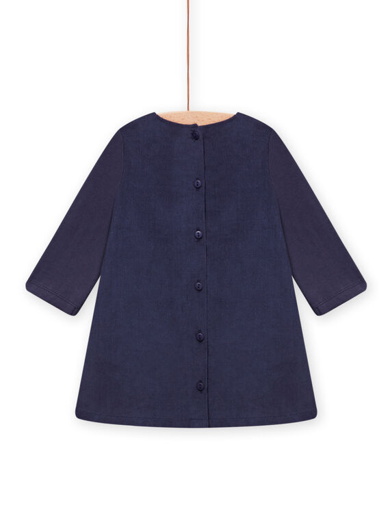Vestido azul-marinho em veludo com padrão de savana bordado bebé menina MIPLAROB1 / 21WG09O3ROBC202