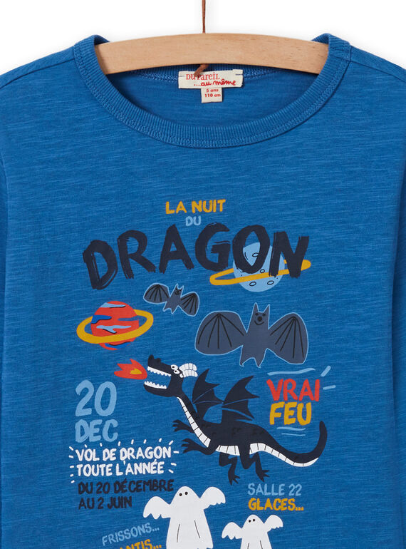 T-shirt azul padrão dragão menino MOPLATEE2 / 21W902O1TML221