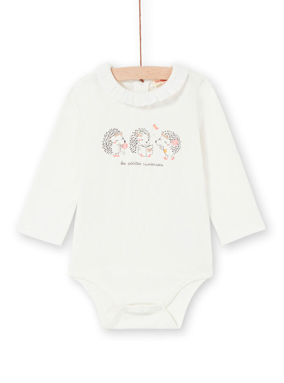 Body branco com gola bebé menina LIPOEBOD / 21SG09Y1BOD001
