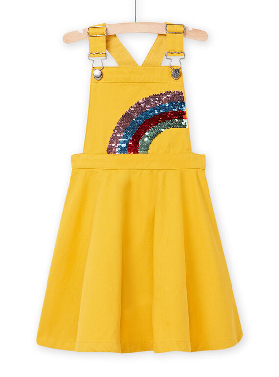 Vestido jardineiras twill topázio com padrão arco-íris menina NALUROB1 / 22S901P1ROBB118