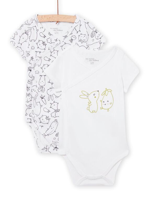Pack de 2 bodies branco com padrão fantasia recém-nascido menino NOU2BOD5 / 22SF0451BDN000