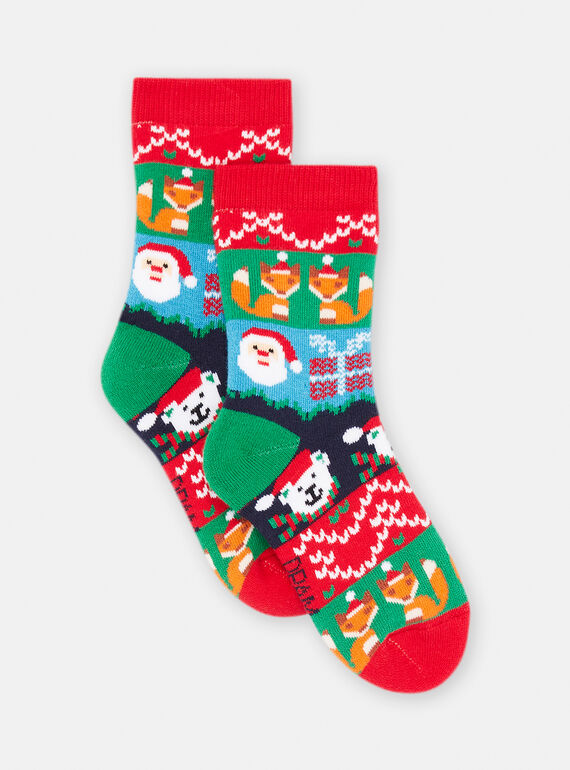 Meias vermelho com estampado de Natal para menino SYOWAYCHO / 23WI02S2SOQF518