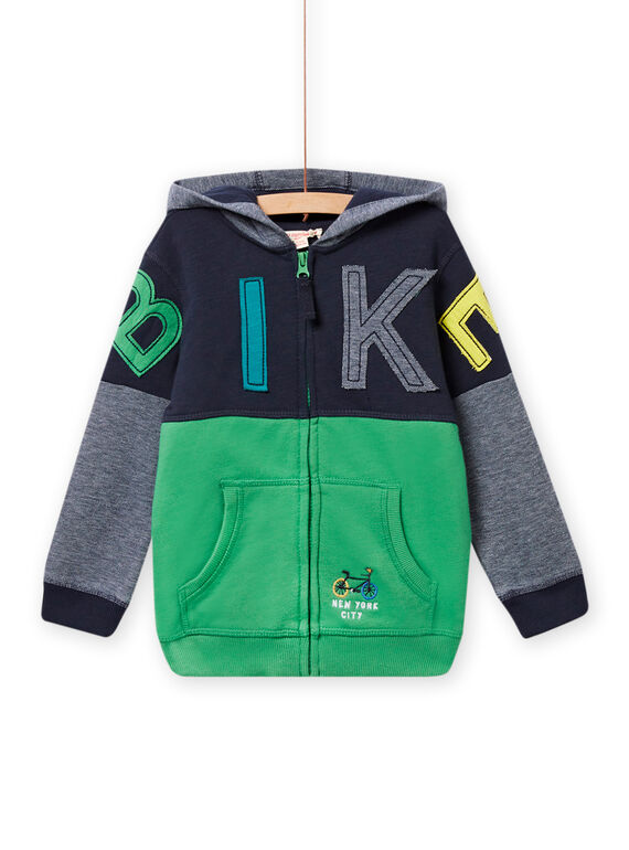 Casaco de malha com capuz tricolor e inscrição Bike menino NOGAGIL / 22S902O1GIL705
