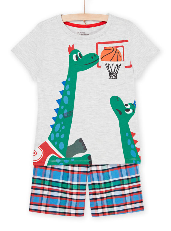 Pijama cinzento mesclado com padrão de dinossauros a jogar basquete REGOPYCBAS / 23SH12H2PYJJ922