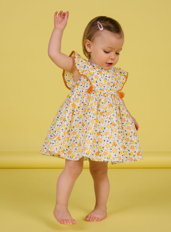 Vestido branco e amarelo bebé menina NIHOROB2 / 22SG09T2ROB000