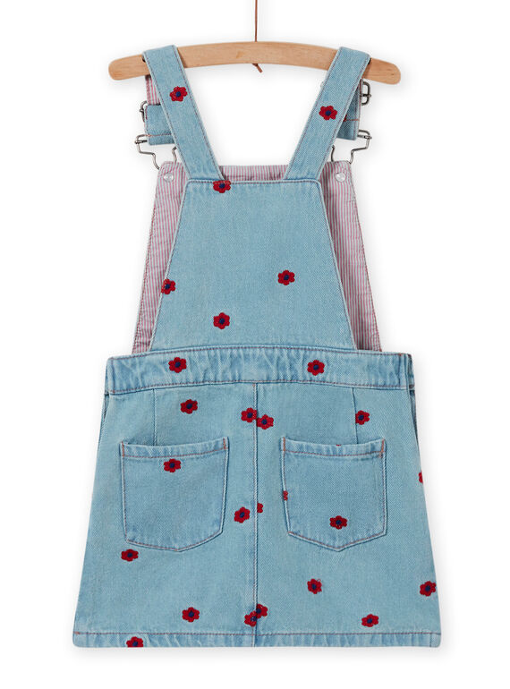 Vestido jardineiras de ganga bordada menina LAHAROB1 / 21S901X2ROBP272