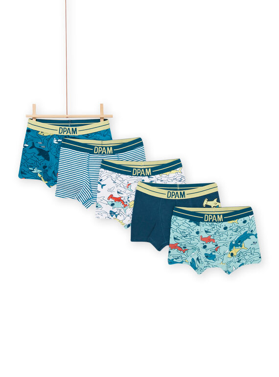 Pack de 5 boxers com padrões de tubarões menino NEGOBOXSEM2 / 22SH12I2BOX716