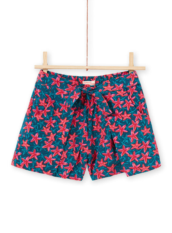 Calções azul-pato e vermelho estampado estrela do mar menina LABONSHORT2 / 21S901W3SHO716