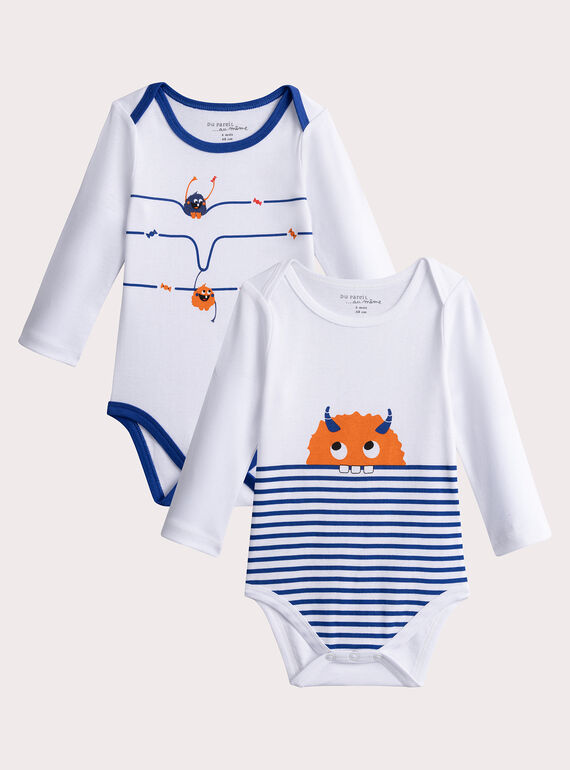 Conjunto de 2 bodys de manga comprida com padrão de monstro para bebê menino  VEGABODMON / 24WH1482BDL000