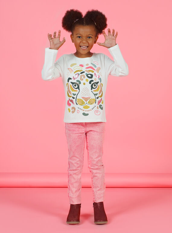 T-shirt cru e amarelo menina MAKATEE3 / 21W901I2TML001
