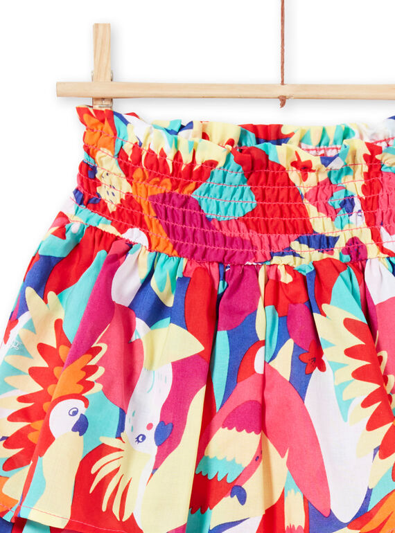 Saia com smocks e folhos e estampado de papagaio menina JAMARJUP2 / 20S901P3JUP000