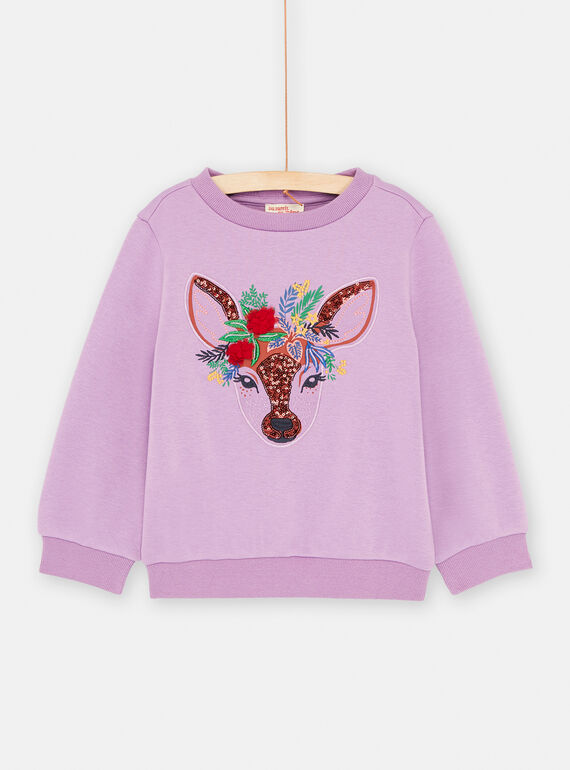 Sweat violeta com animação de veado para menina SAKHOSWEA / 23W901Q1SWEH708