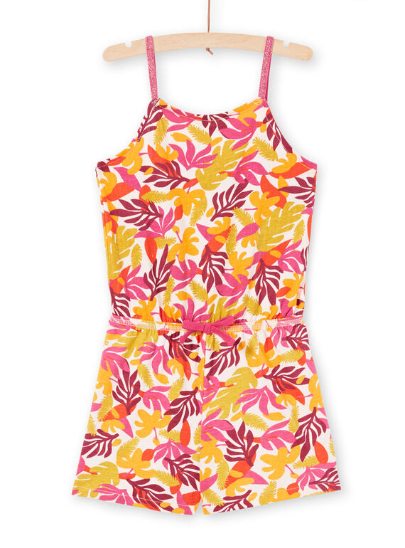 Macacão curto com alças finas e estampado de folhagem menina LAPLACOMB3 / 21S901T2CBLD322