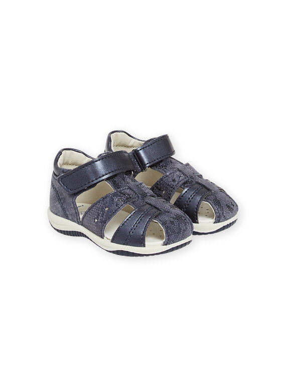 Sandálias em couro azul-marinho bebé menina NISANDMELANIE / 22KK3742D0E070